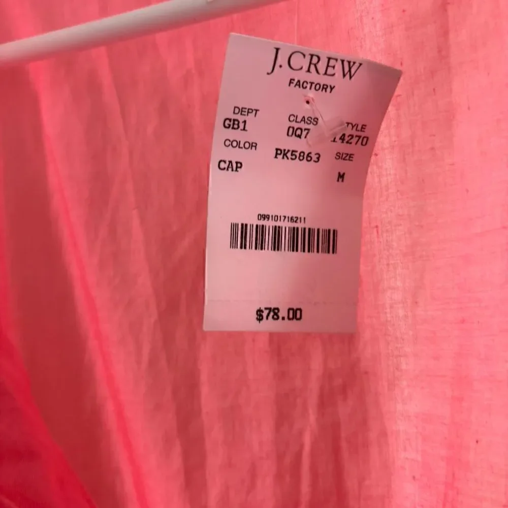 J.Crew Factory Pink 100% Cotton Dress Women’s Medium Cowl Neck Cap Sleeve